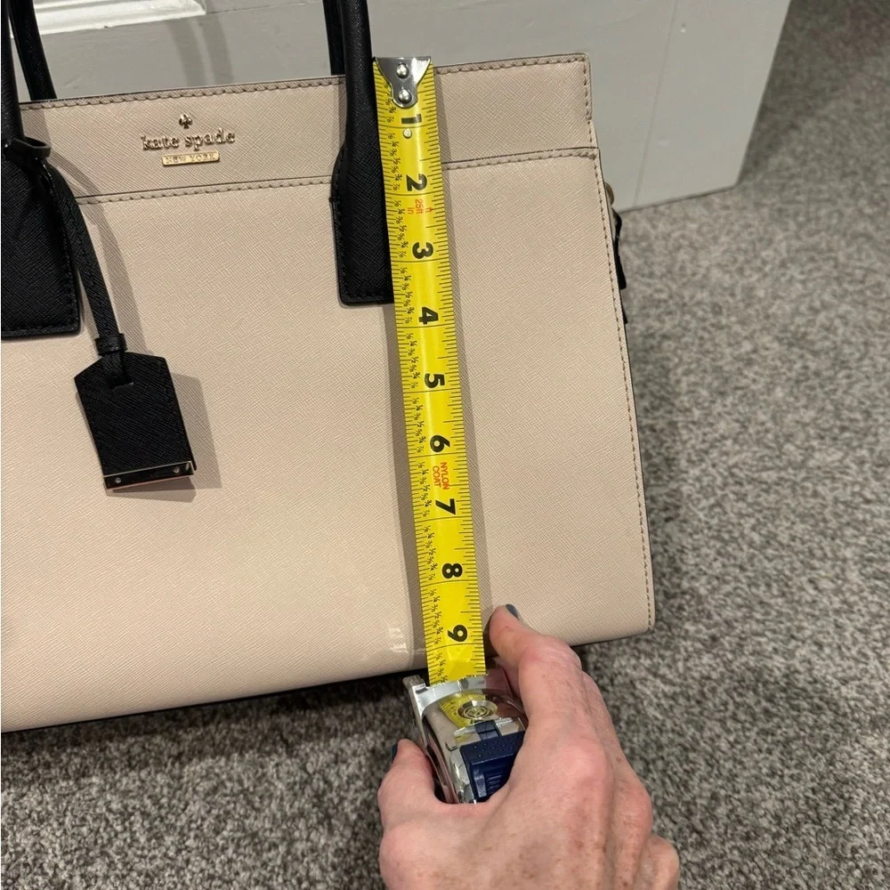 Kate Spade Leather Bag Pale Pink Trimmed Black Satchel strap info in description